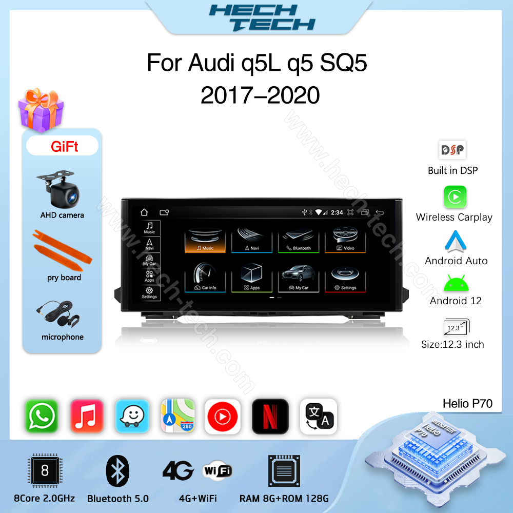 12.3inch Car Multimedia Video Player For Audi q5L q5 SQ5 2017-2020 GPS Navigation Android12 Radio stereo Carplay 4G Car CD - Image 2