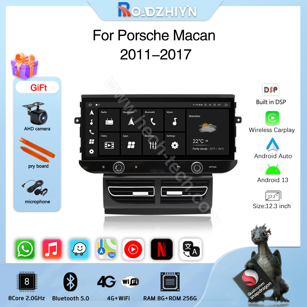 12.3 " Qualcomm 668S Android13 Car Multimedia Video Player For Porsche Macan 2011-2017 GPS Navigation Radio 8Core Carplay 4G - Image 2