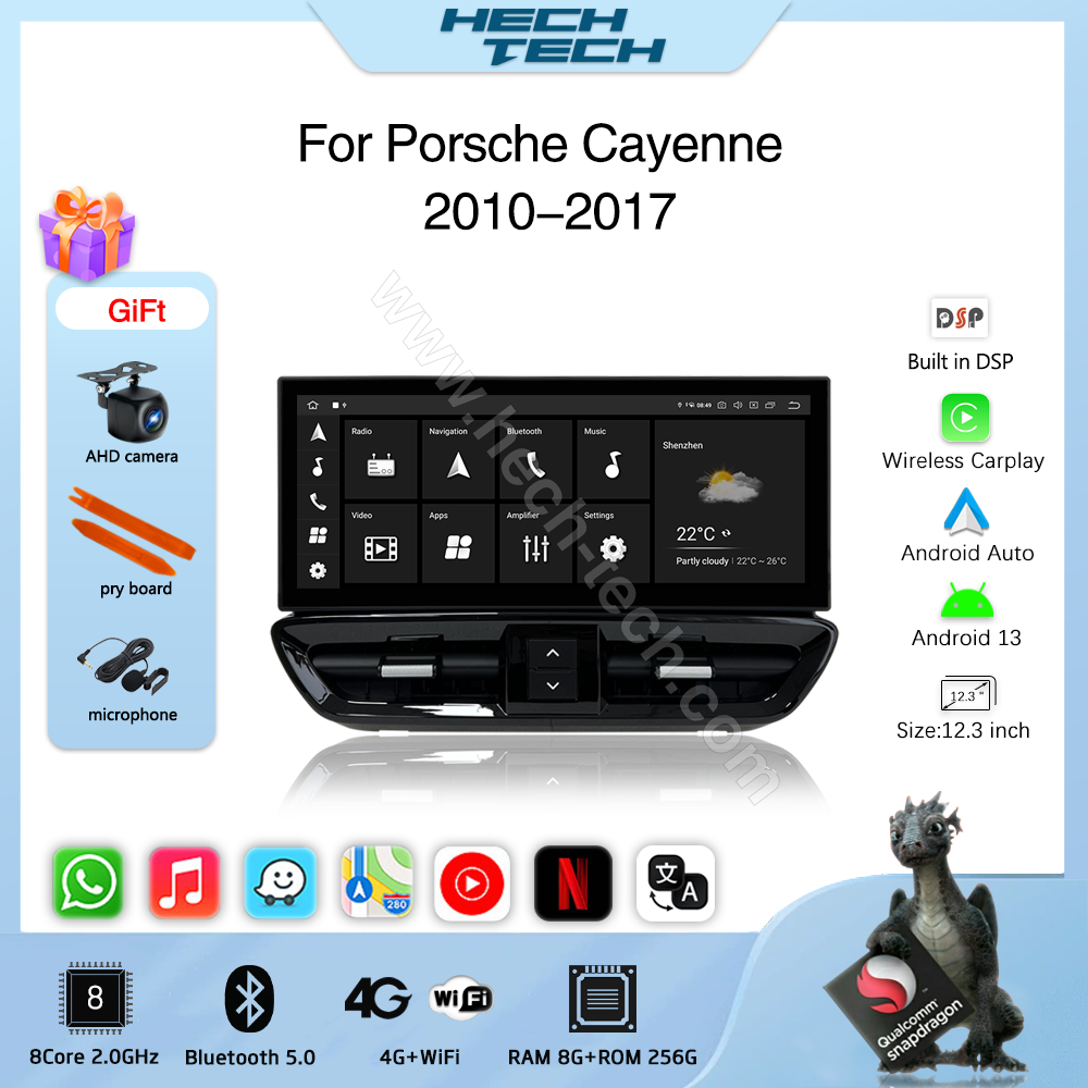 12.3 " Qualcomm 668S Android13 Car Multimedia Video Player For Porsche Cayenne 2010-2017 GPS Navigation Radio 8Core Carplay 4G - Image 2