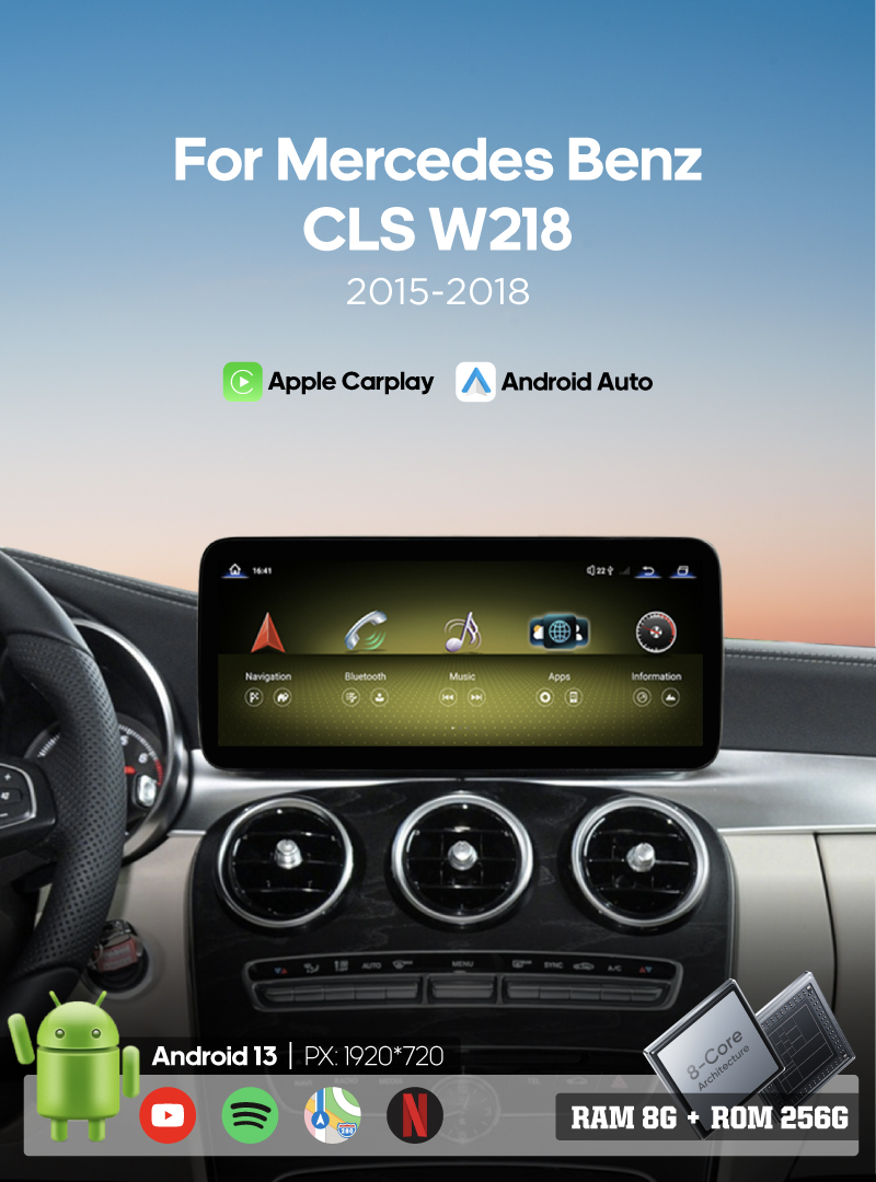 10.25 & 12.3inch Android13 Car Multimedia Video Player For Mercedes Benz C-Class W205 GLC 2015-2018 GPS Navigation Auto 8Core Carplay 4G 360