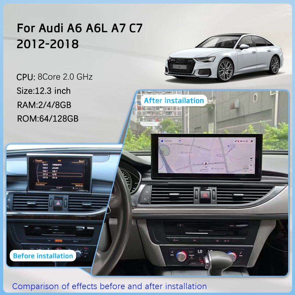 12.3inch Car Multimedia Video Player For Audi A6 A6L A7 C7 2012-2018 GPS Navigation Android12 Radio stereo Carplay 4G Car CD - Image 3