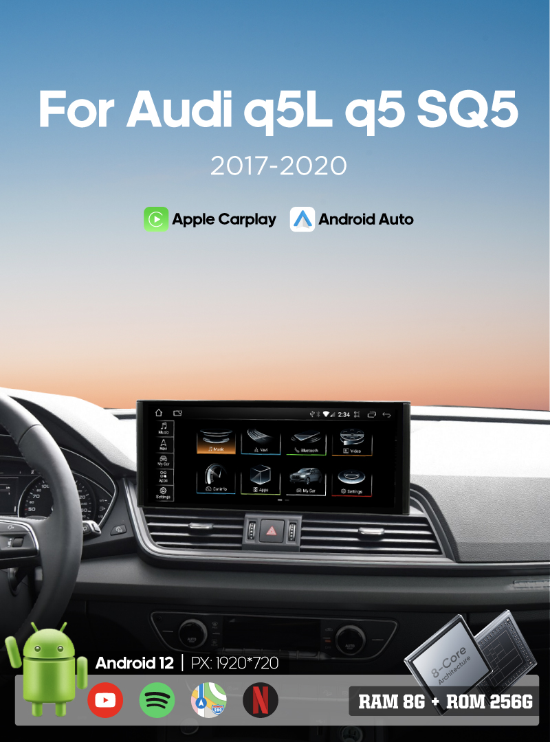 12.3inch Car Multimedia Video Player For Audi q5L q5 SQ5 2017-2020 GPS Navigation Android12 Radio stereo Carplay 4G Car CD
