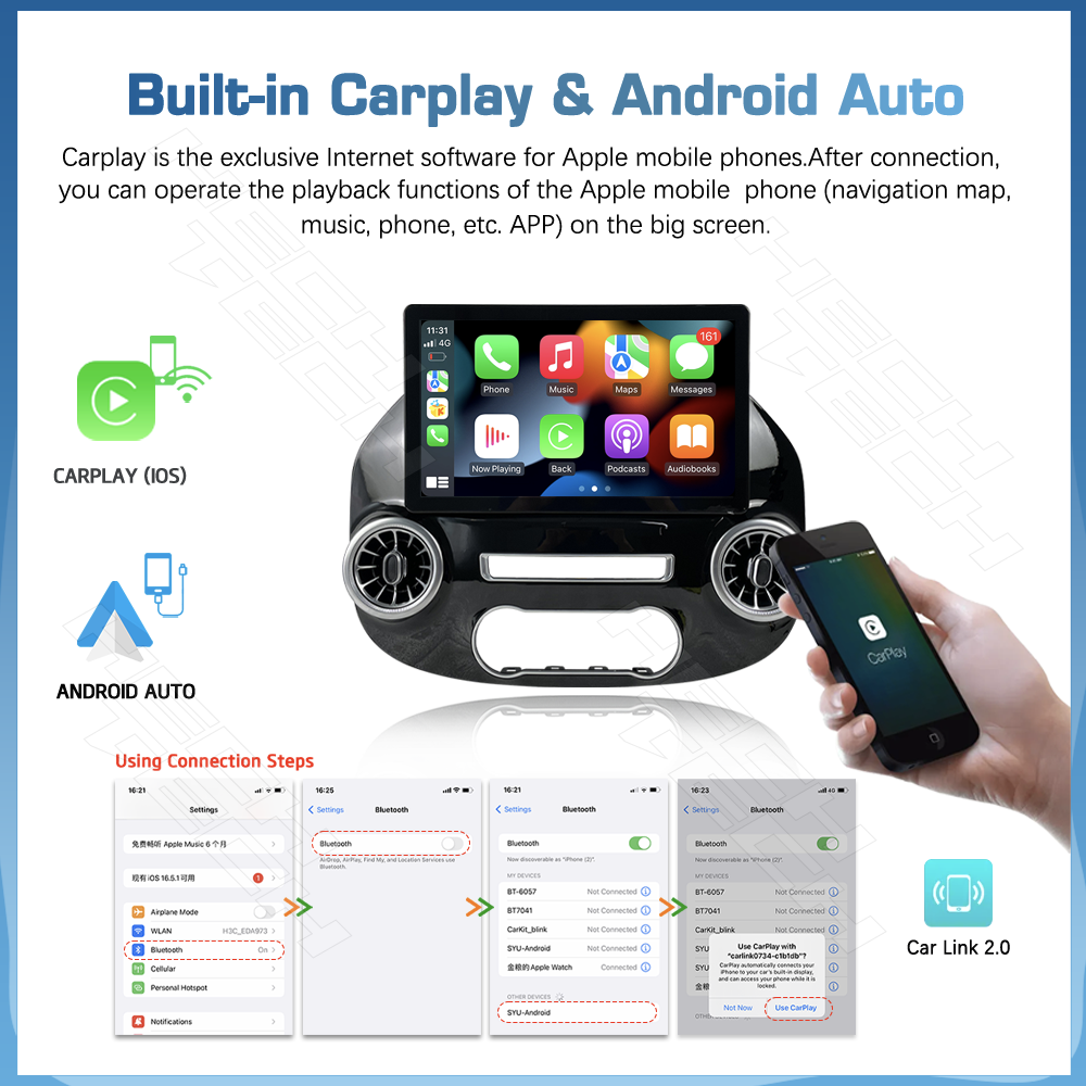 For Mercedes Benz Vito 116 W447 2014-2021 13.9 inches Multimedia Smart Android Car Player GPS Navigation - Image 6