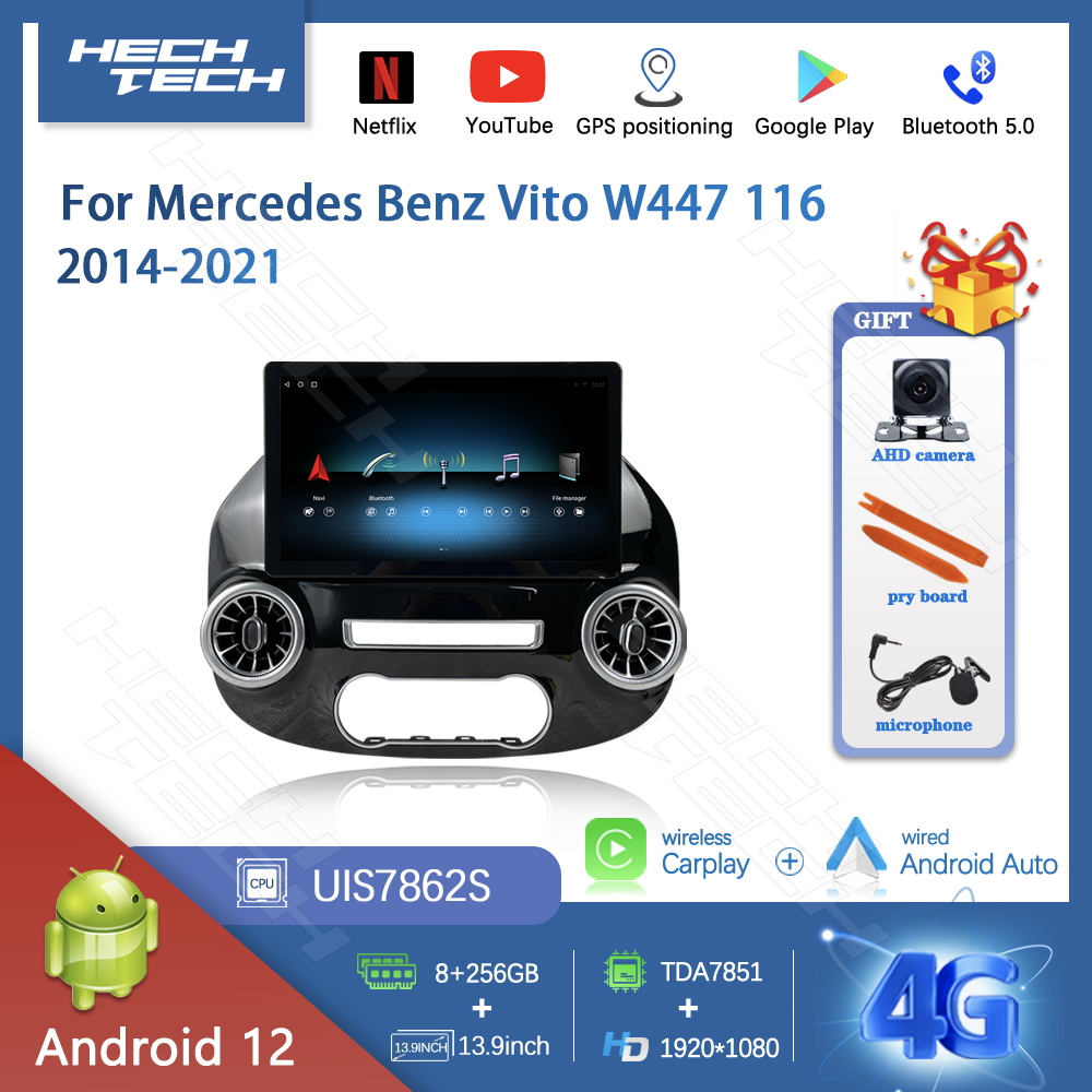 For Mercedes Benz Vito 116 W447 2014-2021 13.9 inches Multimedia Smart Android Car Player GPS Navigation - Image 2