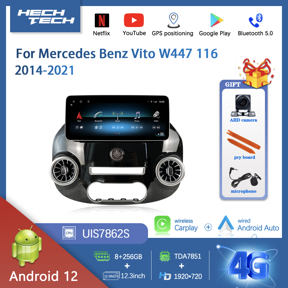 For Mercedes Benz Vito 116 W447 2014-2021 12.3 inches Multimedia Smart Android Car Player GPS Navigation - Image 2