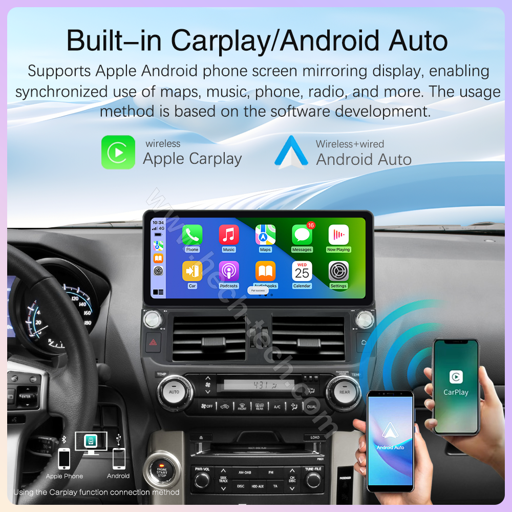 12.3inch Car Multimedia Video Player For Toyota Land Cruiser Prado 150 2009-2013 GPS Navigation Android12 Radio 8+256G Carplay 4G 360Camera - Image 4