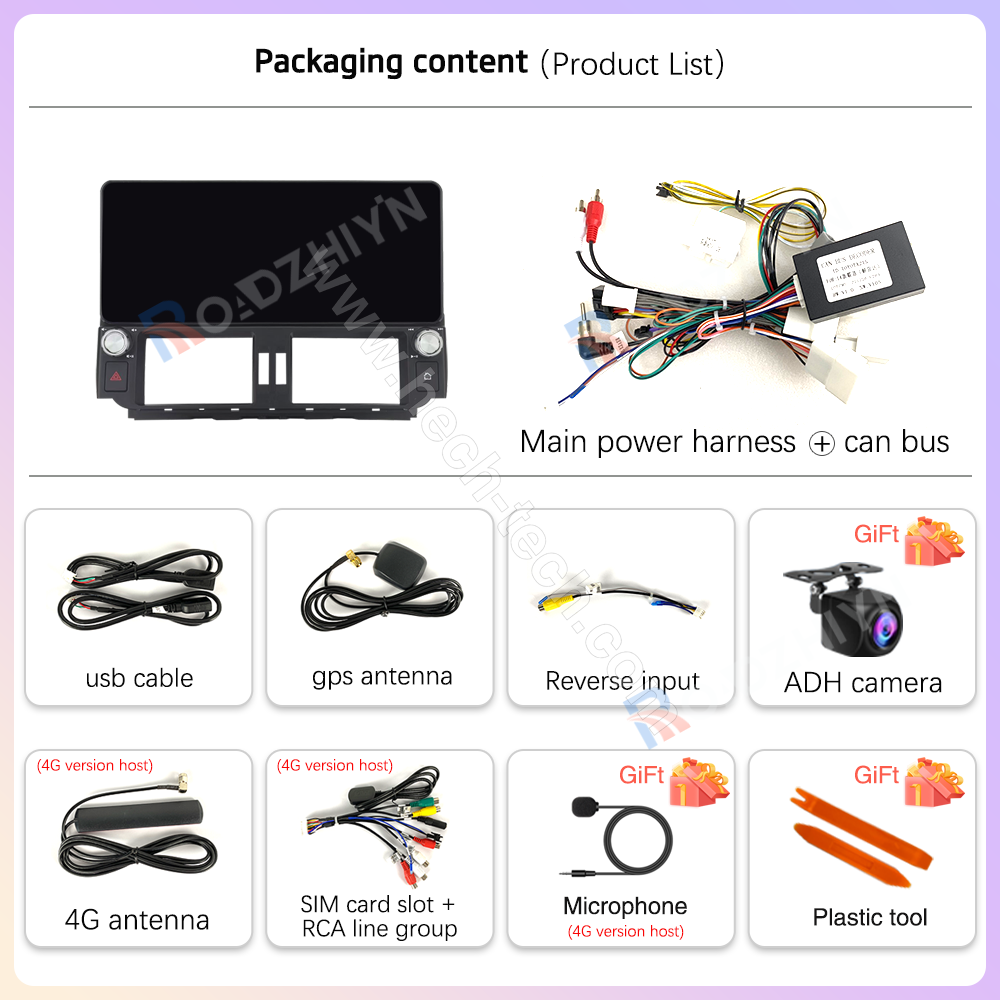 12.3inch Car Multimedia Video Player For Toyota Land Cruiser Prado 150 2009-2013 GPS Navigation Android12 Radio 8+256G Carplay 4G 360Camera - Image 7