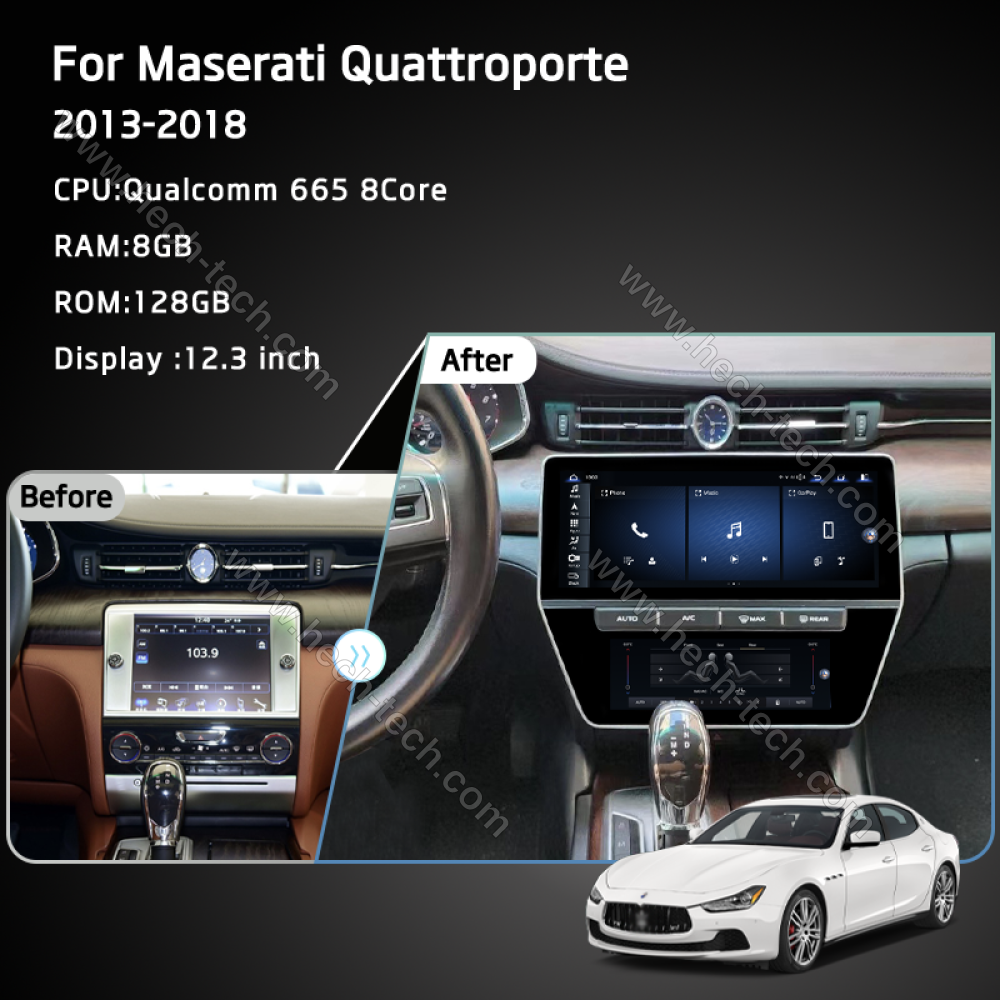 12.3inch Car Multimedia Video Player For Maserati Quattroporte 2013-2018 GPS Navigation Android12 Radio stereo Carplay 4G Car CD 360 Camera - Image 3