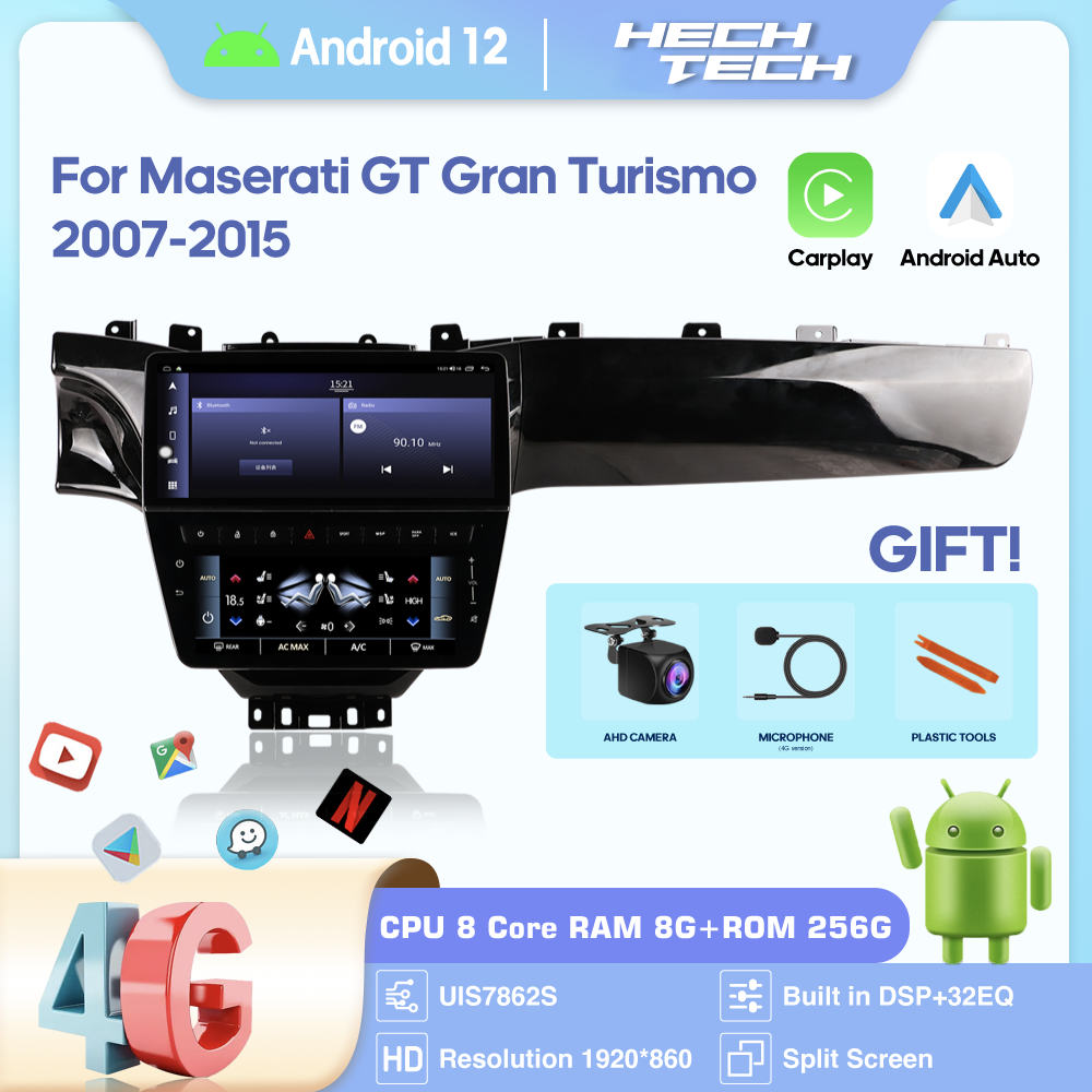 12.3 inch For Maserati GT Gran Turismo 2007-2015 GPS Navigation Android12 Radio stereo Carplay 4G Car CD 360 Camera - Image 2
