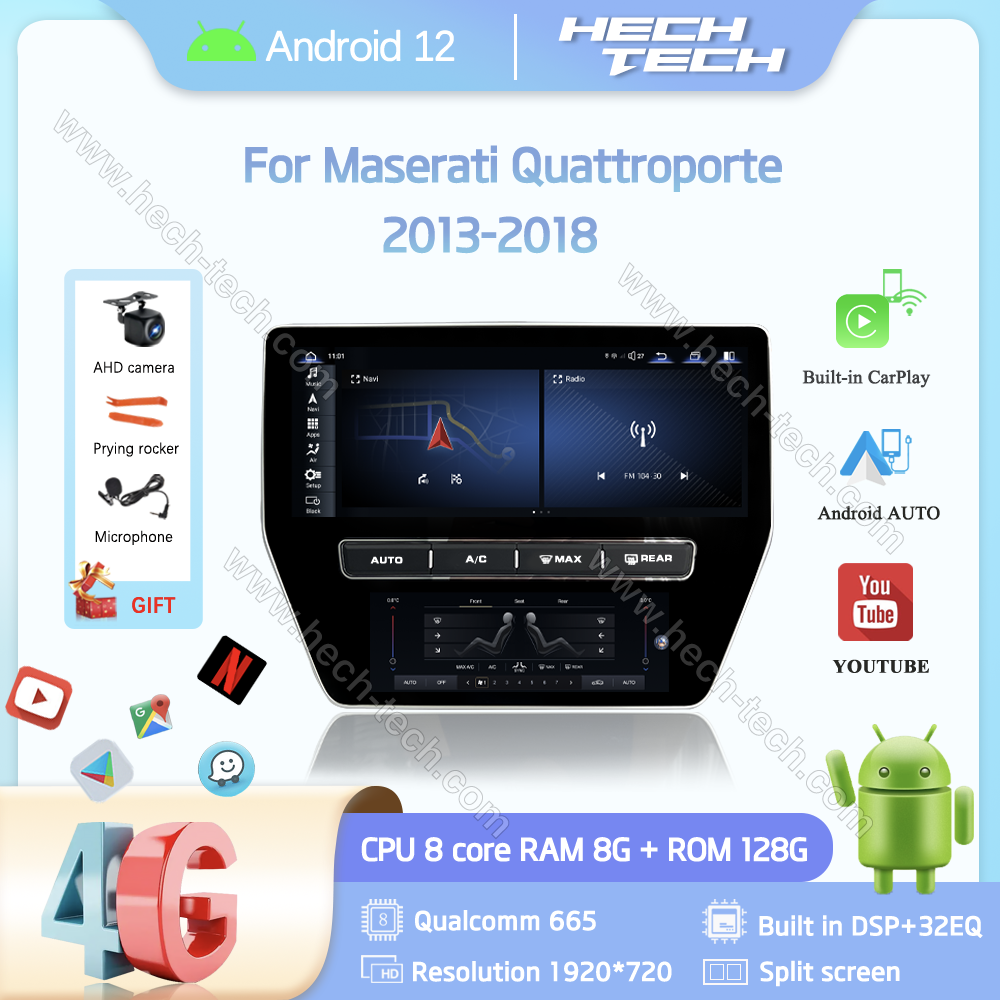 12.3inch Car Multimedia Video Player For Maserati Quattroporte 2013-2018 GPS Navigation Android12 Radio stereo Carplay 4G Car CD 360 Camera - Image 2
