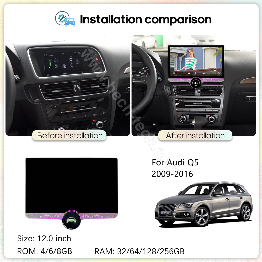 12.0 Inch Android13 For Audi Q5 2009-2016 Car Multimedia Player GPS Navigation Radio 8Core 8+256G Carplay Auto 4G wifi 360camera - Image 3