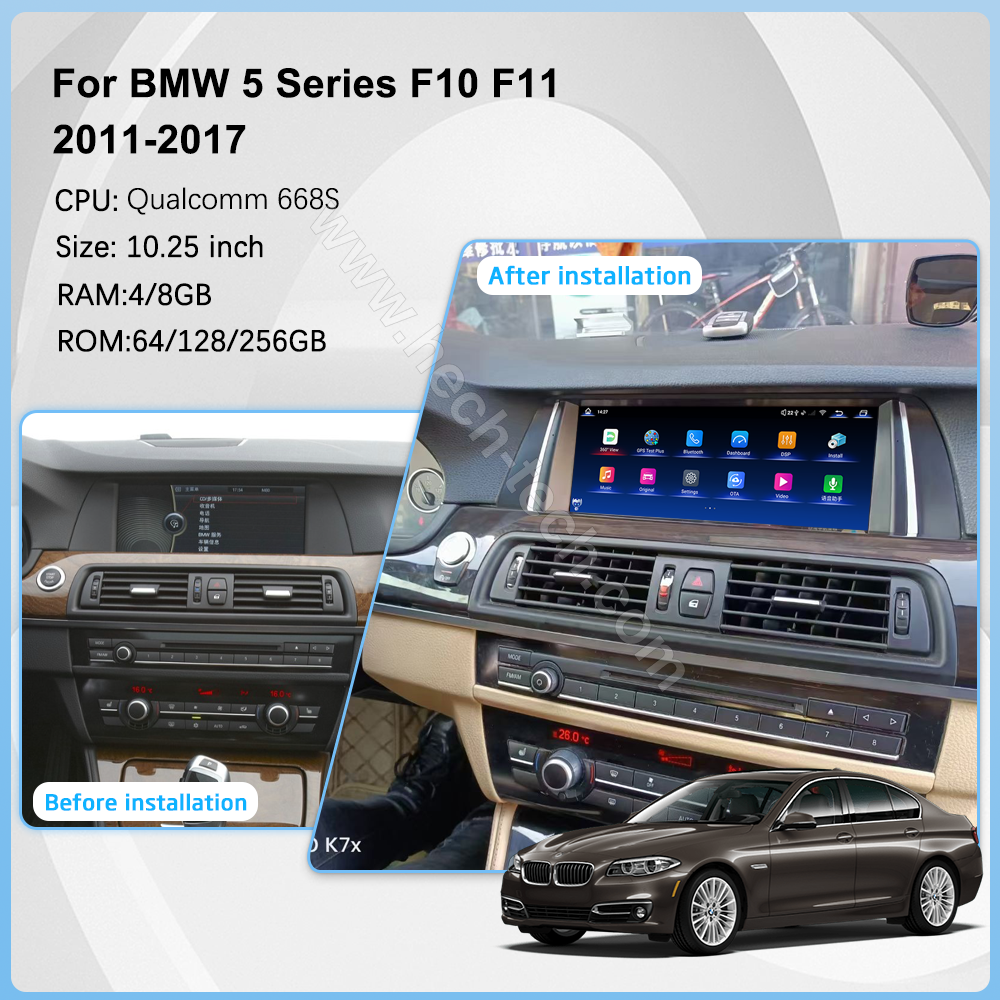 10.25 inch Car multimedia video player For BMW 5 Series F10 F11 2011-2017 GPS navigation CCC CIC Android13 Carplay Auto4G WiFi 360camera - Image 3