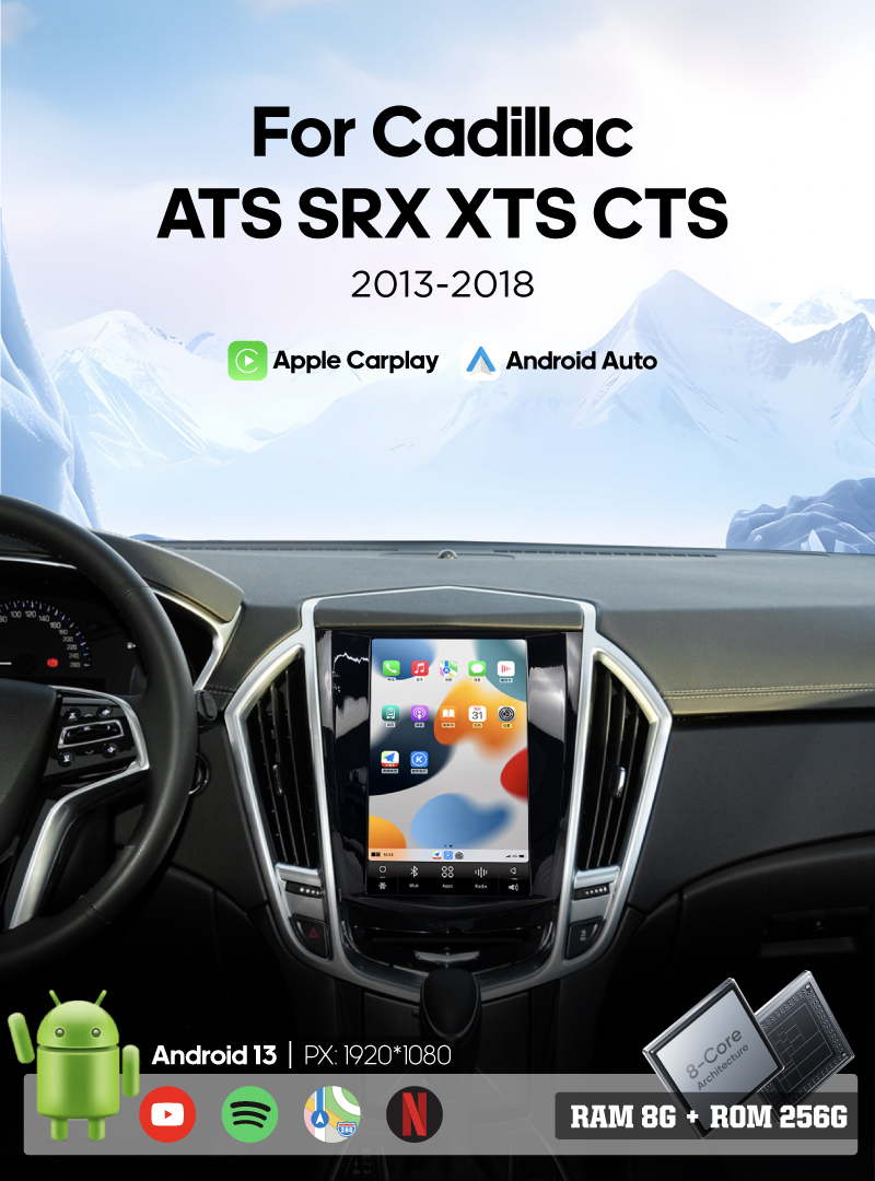 11.4" Car Multimedia Video Player For Cadillac ATS SRX XTS CTS 2013-2018 GPS Navigation Android13 1920*1080P Carplay 4G WIFI