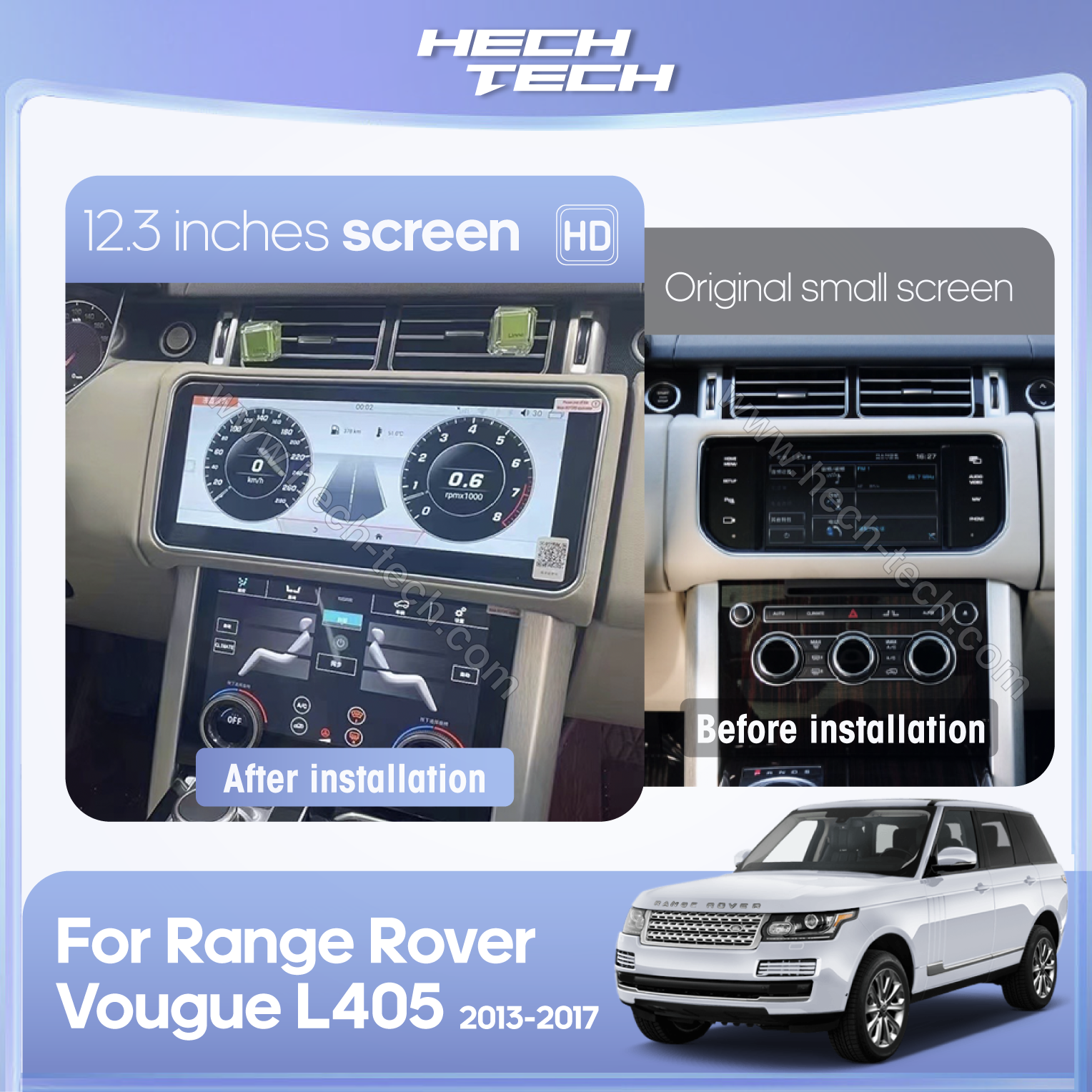 12.3 inch Car Multimedia Player For Land Rover Vogue L405 2013-2017 GPS Navigation Radio Android13 8+128G CarPlay 4G Host 360Camera - Image 3