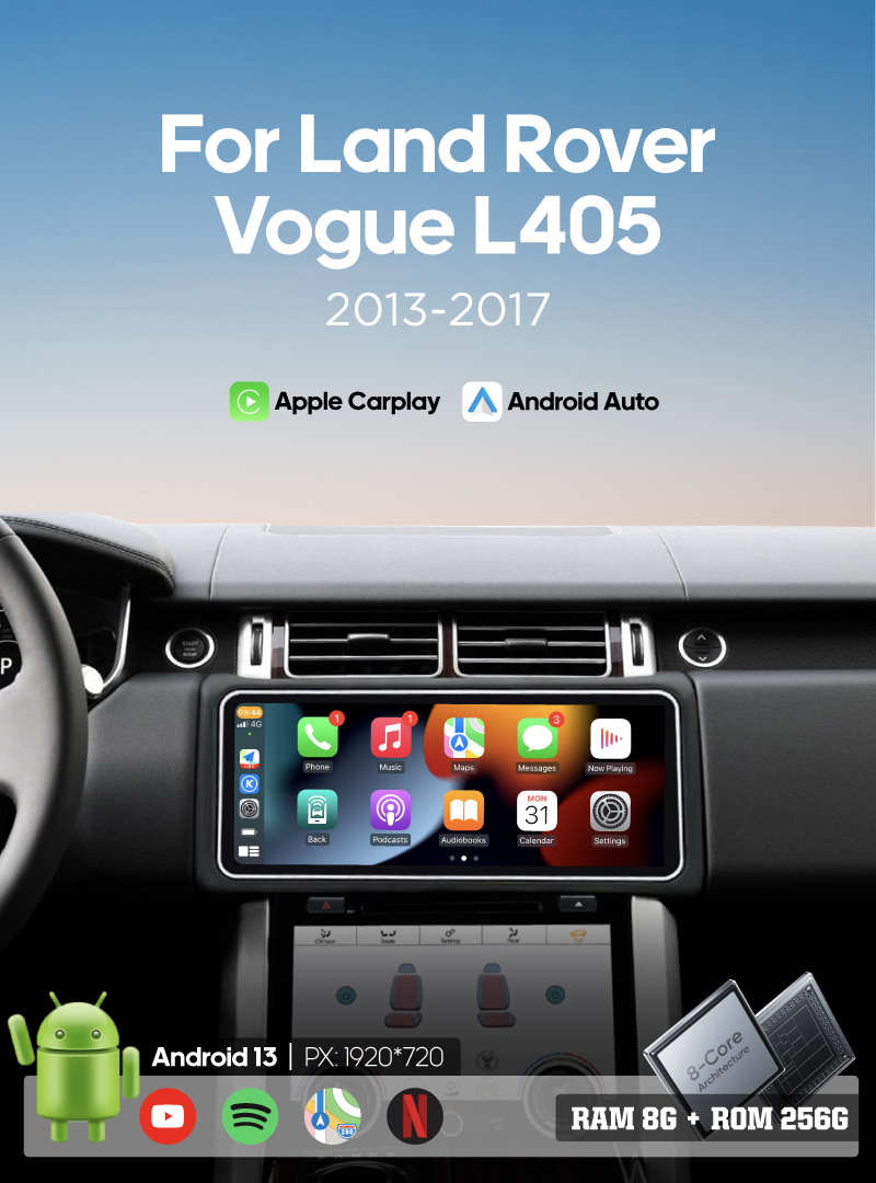 12.3 inch Car Multimedia Player For Land Rover Vogue L405 2013-2017 GPS Navigation Radio Android13 8+128G CarPlay 4G Host 360Camera