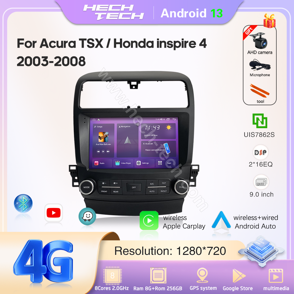 9.0inch Car Radio Multimedia Video Player For Acura TSX Honda inspire 4 2003-2008 GPS Navigation Android13 Carplay 360Camera 4G wifi - Image 2