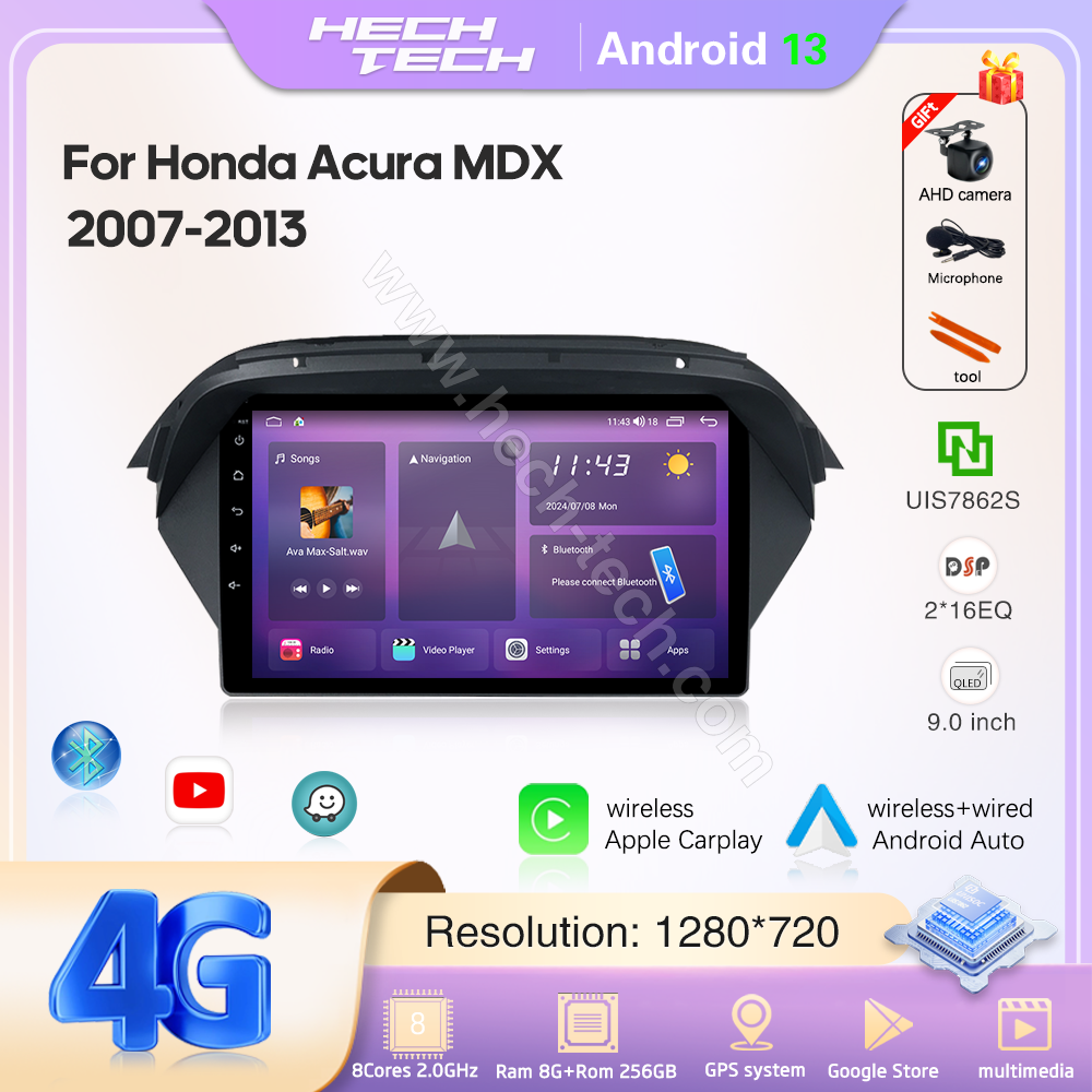 9.0inch Car Radio Multimedia Player For Honda Acura MDX 2007-2013 GPS Navigation Android 13 Stereo 8+256G Carplay 360Camera 4G - Image 2