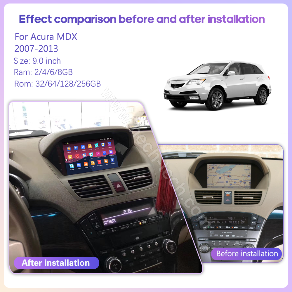 9.0inch Car Radio Multimedia Player For Honda Acura MDX 2007-2013 GPS Navigation Android 13 Stereo 8+256G Carplay 360Camera 4G - Image 3