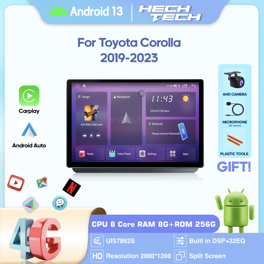13.3 " QLED Android13 Car Multimedia Video Player For Toyota Corolla 2019-2023 GPS Navigation Radio Carplay 4G wifi 360Camera - Image 2