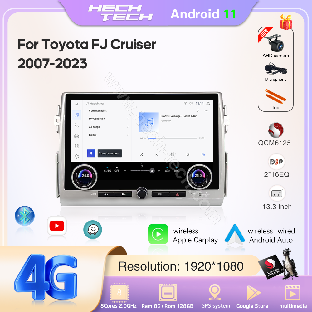 13.3" Car radio multimedia player For Toyota FJ Cruiser J15 2007-2023 GPS navigation Android Auto 8Core Carplay 4G WiFi 360camera - Image 2