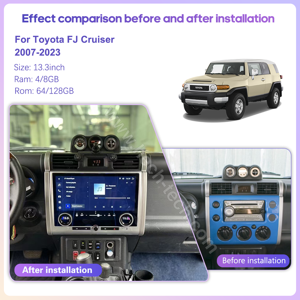 13.3" Car radio multimedia player For Toyota FJ Cruiser J15 2007-2023 GPS navigation Android Auto 8Core Carplay 4G WiFi 360camera - Image 3