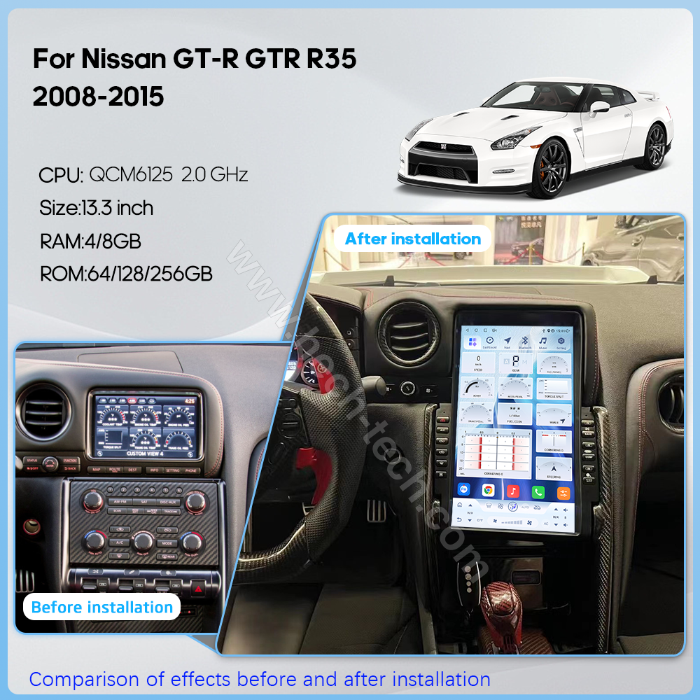 13.3 "Car Radio multimedia Video Player For Nissan GT-R GTR R35 2008-2015 GPS navigation Android13 Carplay 4G wifi 360Camera - Image 3