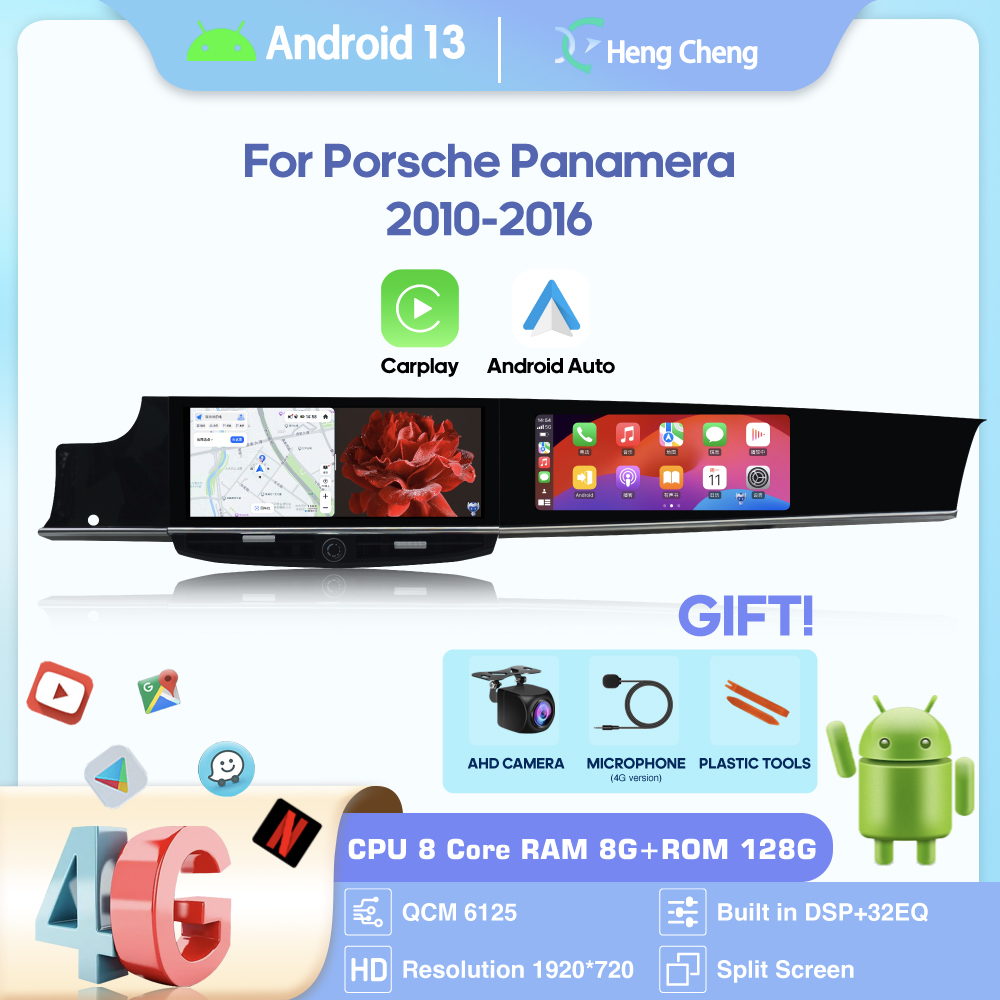 12.3" Dual screen Car Radio Multimedia Video Player For Porsche Panamera 2010-2016 GPS navigation Android13 Auto Carplay 4G wifi - Image 2