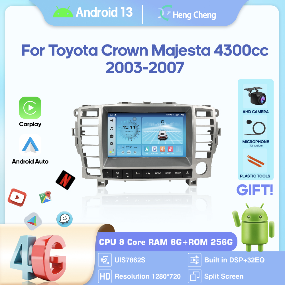 For Toyota Crown Majesta 4300cc 2003-2007 Smart Multimedia Video Player CarPlay GPS Radio 5G Navigation Keep Original Car CD